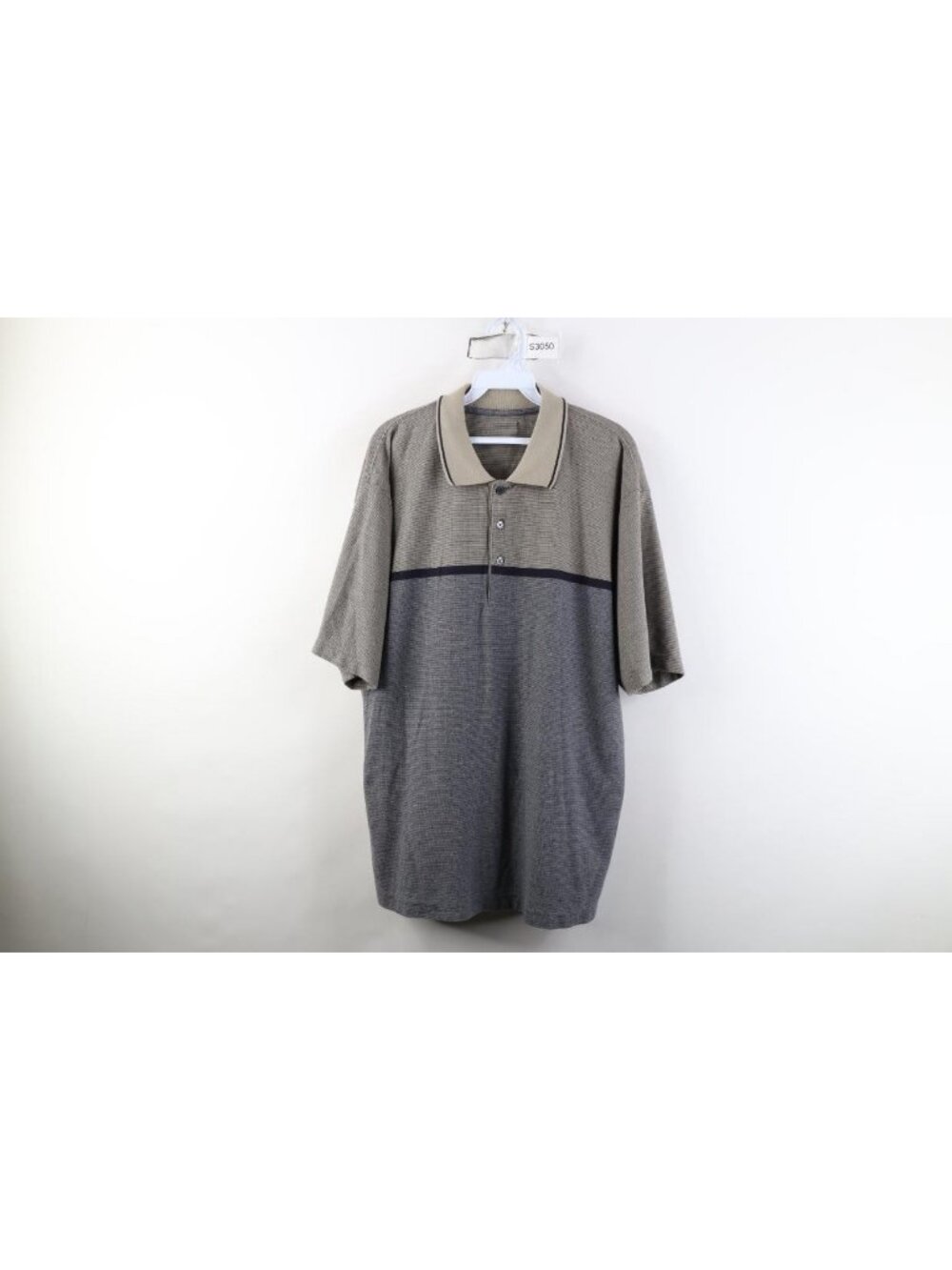 Vintage 90s Streetwear Mens Large Faded Color Block Thermal Knit Golf Polo Shirt